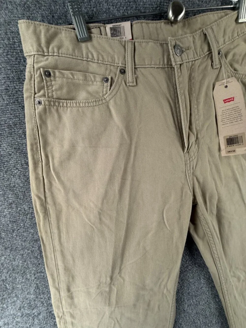 NWD Levi's 514 Straight Fit Jean Chinchilla Soft Washed Twill 36x30 Beige Men